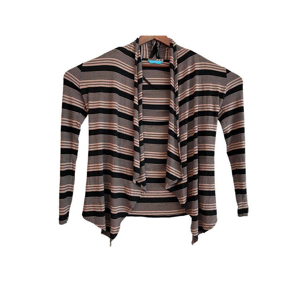 Tori Richard Women's Striped Draped Open Front Cardigan Sweater Topper S EUC